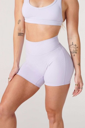 Women's YoungLA Gym W112 Effortless biker shorts Shorts Baby Lavender | LG1980-245 USA