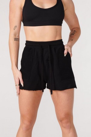 Women's YoungLA Gym W114 Reversed Terry Shorts Shorts Black | CD1037-658 USA