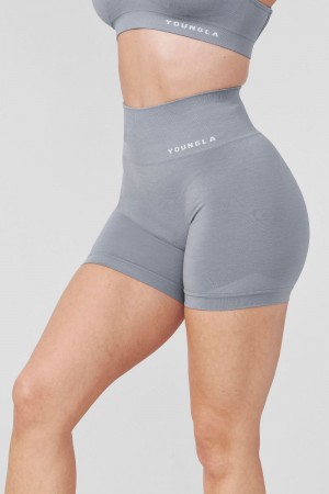 Women's YoungLA Gym W120 Core Seamless Shorts Shorts Stone Grey | GV7923-051 USA