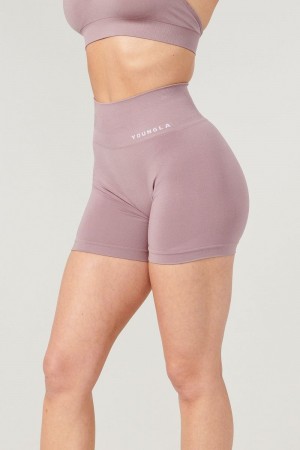 Women's YoungLA Gym W120 Core seamless scrunch shorts Fall 23 Shorts Crushed Mauve | PH9271-485 USA