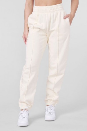 Women's YoungLA Gym W202 Script Joggers Pants Cream Wash | RE8374-026 USA