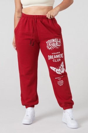 Women's YoungLA Gym W211 Dreamer Joggers Pants Deep Red | GH1527-964 USA