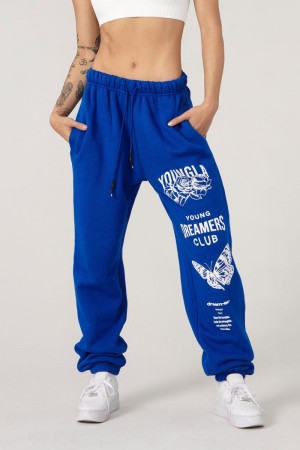 Women's YoungLA Gym W211 Dreamer Joggers Pants Royal Blue | LS4792-635 USA