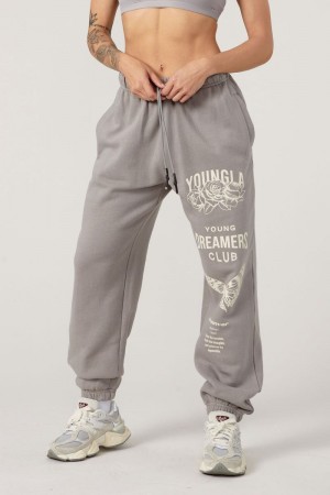 Women's YoungLA Gym W211 Dreamer Joggers Pants Stone Grey | NQ4590-176 USA