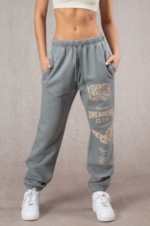 Women's YoungLA Gym W211 Dreamers Joggers Pants Slate | AR5864-297 USA