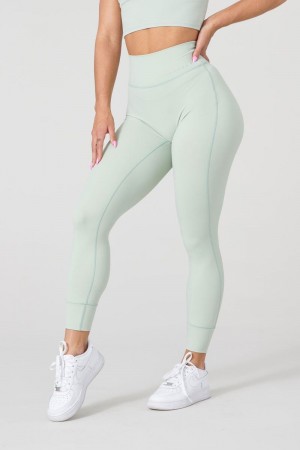 Women's YoungLA Gym W212 Progress Leggings Leggings Sage Green | BR6495-821 USA