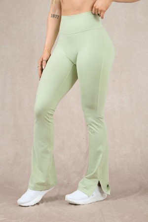 Women's YoungLA Gym W213 Asana Flare Leggings Leggings Matcha | DT5310-962 USA