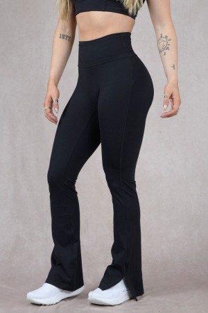 Women's YoungLA Gym W213 Asana Flare Leggings Leggings Black | EU2483-516 USA