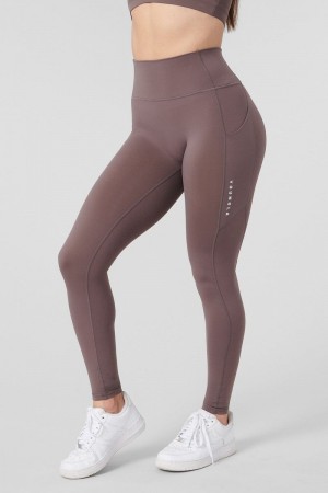 Women's YoungLA Gym W214 Power Leggings Leggings Plum Truffle | KQ3671-809 USA