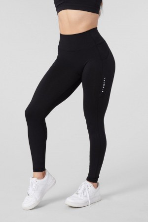 Women's YoungLA Gym W214 Power Leggings Leggings Black | JT3915-820 USA