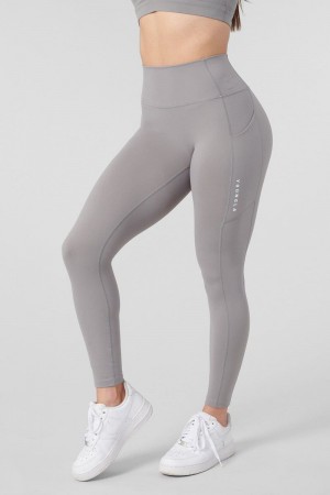 Women's YoungLA Gym W214 Power Leggings Leggings Stone Grey | CU8107-359 USA