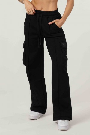 Women's YoungLA Gym W216 Cargo Fleece Joggers Pants Onyx | LD9834-057 USA