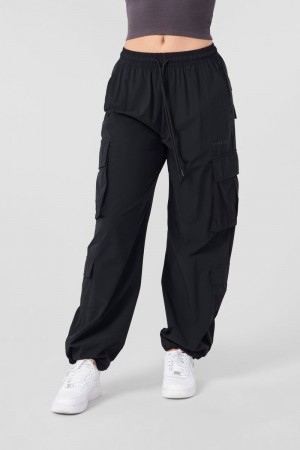 Women's YoungLA Gym W219 Travel Cargo Joggers Pants Black | PE0879-623 USA