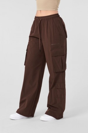 Women's YoungLA Gym W219 Travel Cargo Joggers Pants Brown | SC8495-312 USA