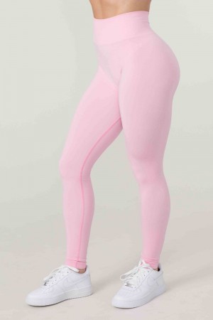 Women's YoungLA Gym W220 Core Seamless Leggings Leggings Pink Punch | TG8075-921 USA