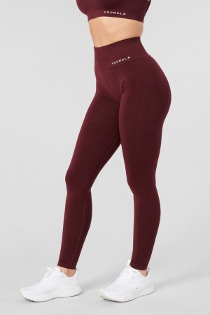 Women's YoungLA Gym W220 Core seamless scrunch leggings Fall 23 Leggings Burgundy Silk | ME6192-347 USA