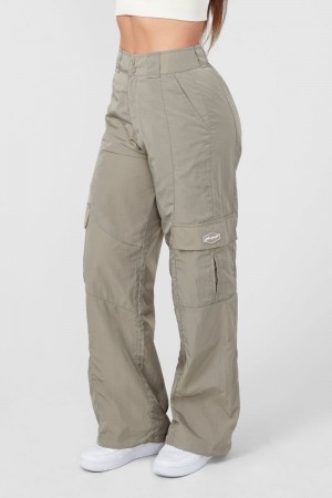 Women's YoungLA Gym W222 Retro Cargo Joggers Pants Taupe | OG9847-123 USA