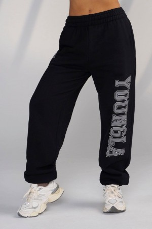 Women's YoungLA Gym W223 Campus Joggers Joggers Black | VX5420-369 USA