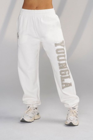 Women's YoungLA Gym W223 Campus Joggers Joggers White | LW2470-869 USA