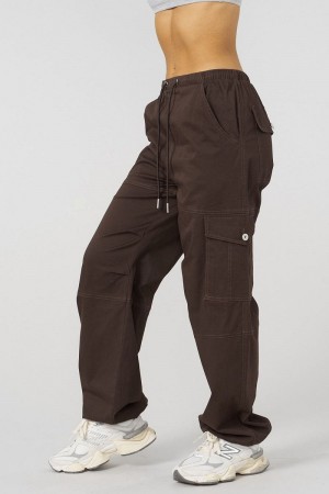 Women's YoungLA Gym W225 Streak Cargos Pants Dark Brown | BN7152-346 USA