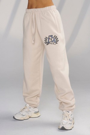 Women's YoungLA Gym W226 Teddy Jogger Joggers Barely Beige | VL1796-354 USA