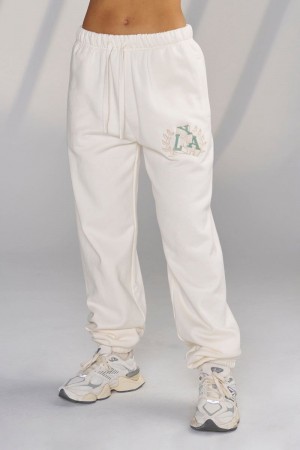 Women's YoungLA Gym W226 Teddy Jogger Joggers Coconut Milk | XV3578-410 USA