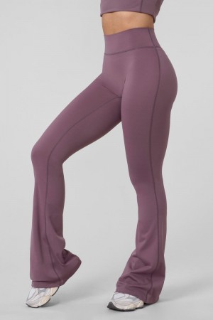 Women's YoungLA Gym W227 Curve Flare Leggings Leggings Eggplant | SZ1024-589 USA