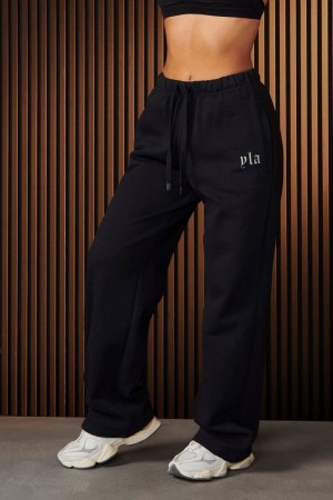 Women's YoungLA Gym W229 Urban Straight Leg Jogger Pants Raven | BE3801-975 USA