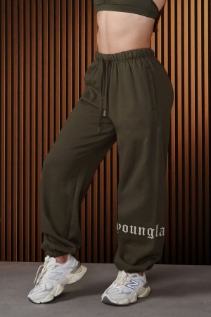 Women's YoungLA Gym W232 Urban Cuff Jogger Joggers Forest Night | IY5468-129 USA