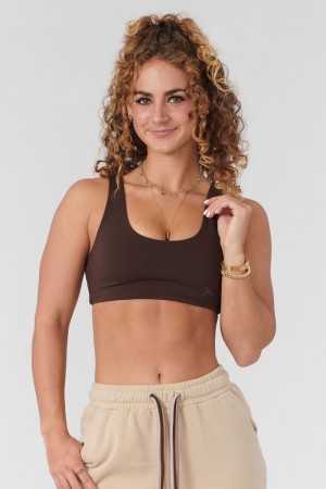 Women's YoungLA Gym W303 Sculpt Bra Bras Brown | OZ6895-742 USA