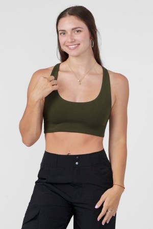 Women's YoungLA Gym W306 OG Racerback 2.0 Bras Dark Olive | GQ2904-873 USA