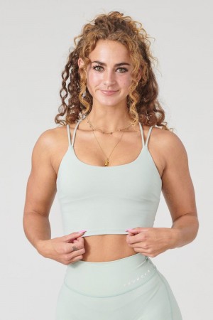 Women's YoungLA Gym W310 Progress Sports Bra Bras Sage Green | QV9463-780 USA