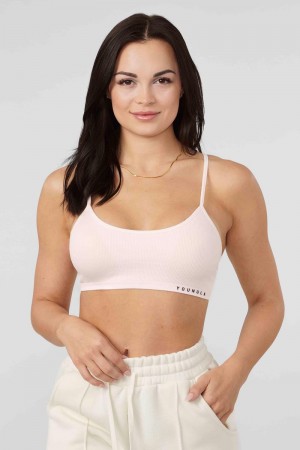 Women's YoungLA Gym W316 Ribbed Sports Bra Bras Pink | YW8509-273 USA