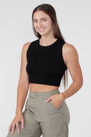 Women's YoungLA Gym W317 Knit Tank Tanks Black | IF4327-568 USA