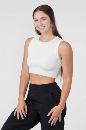 Women's YoungLA Gym W317 Knit Tank Tanks Coconut Milk | UI3258-610 USA