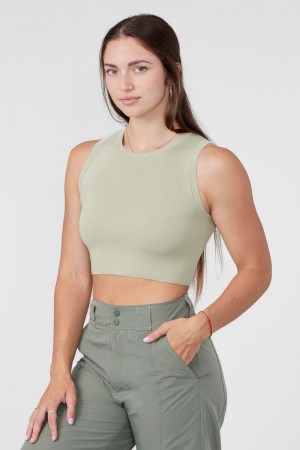 Women's YoungLA Gym W317 Knit Tank Tanks Pistachio Green | AZ6592-148 USA