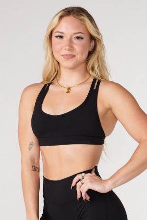 Women's YoungLA Gym W318 Effortless Sports Bra Bras Black | LK6743-801 USA