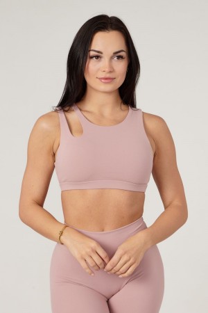 Women's YoungLA Gym W323 Powerpuff Sports Bra Bras Mauve Pink | NV9348-012 USA