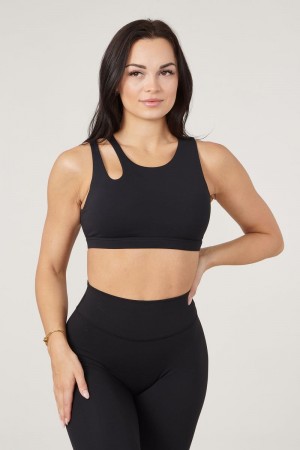 Women's YoungLA Gym W323 Powerpuff Sports Bra Bras Black | GP3798-264 USA