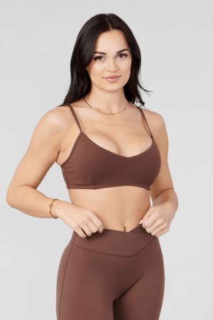 Women's YoungLA Gym W324 Vital Sports Bra Bras Milk Chocolate | BC8529-043 USA