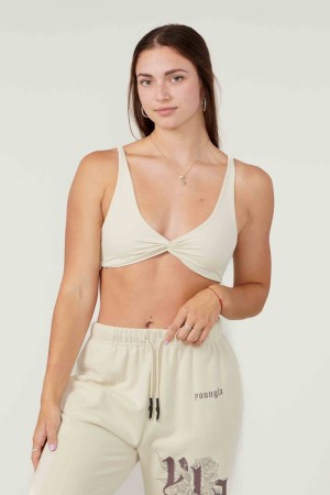 Women's YoungLA Gym W326 Spiral Sports Bra Bras Off-White | LP4836-721 USA