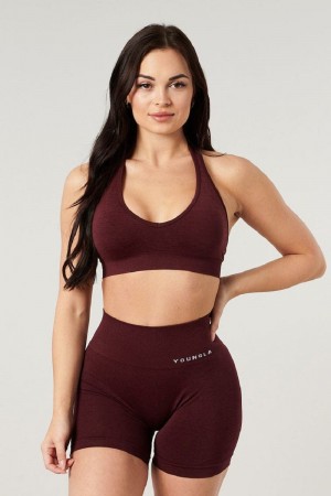 Women's YoungLA Gym W328 Core Seamless Halter sports bra Bras Burgundy Silk | UD3467-815 USA