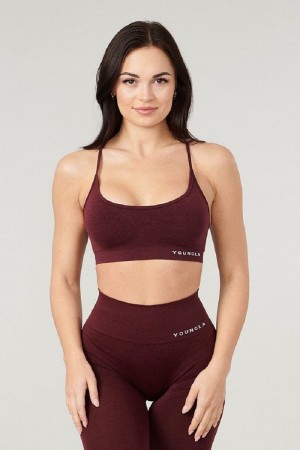 Women's YoungLA Gym W329 Core Seamless scoop neck bra Bras Burgundy Silk | KL6345-297 USA