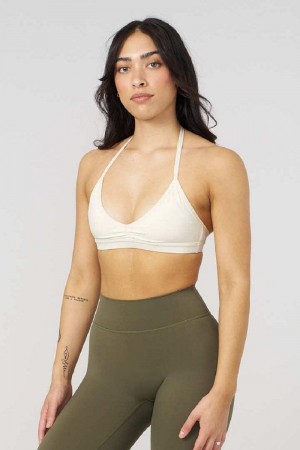 Women's YoungLA Gym W335 Urban V-Neck Bra Bras Off-White | WA3165-024 USA