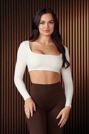 Women's YoungLA Gym W336 Curve Long Sleeve sports Bra Bras Salty | NG4801-376 USA