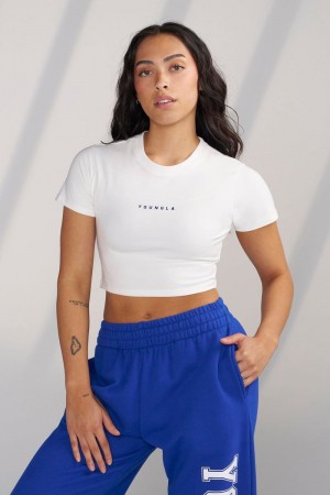 Women's YoungLA Gym W435 OG Baby Shirt Shirts White / Blue | IP4856-301 USA