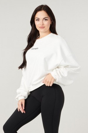 Women's YoungLA Gym W513 Willow Crewneck Sweatshirts White | RO7342-816 USA