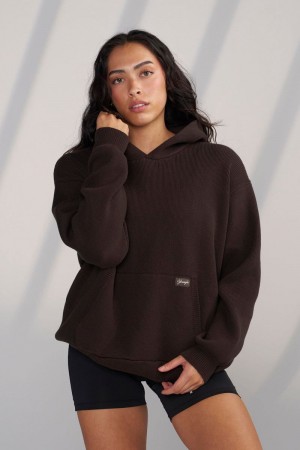 Women's YoungLA Gym W514 Bella sweater hoodie Hoodies Brown | PW8735-609 USA