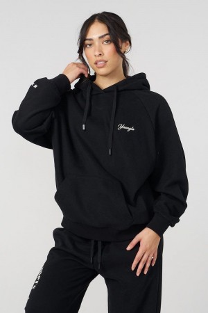 Women's YoungLA Gym W516 Revolve Hoodie Hoodies Black | AW1345-079 USA