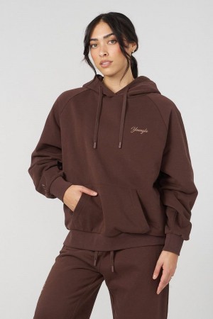 Women's YoungLA Gym W516 Revolve Hoodie Hoodies Brown | MN5948-763 USA